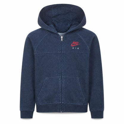 Front view of Nike boys’ blue full zip hoodie 13-15 years fleece casual sweatshirt