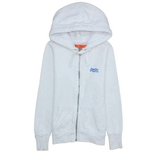 Womens UK Size XS Superdry White Full Zip Hoodie
