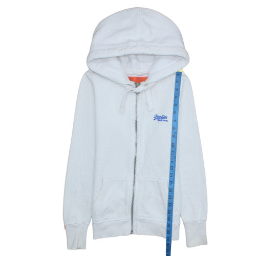 Womens UK Size XS Superdry White Full Zip Hoodie