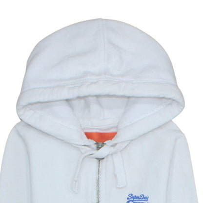 Womens UK Size XS Superdry White Full Zip Hoodie