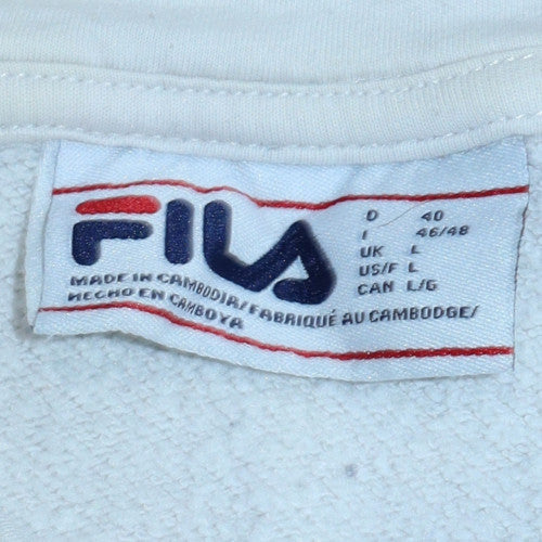 Womens UK Size L FILA White Pullover Hoodie