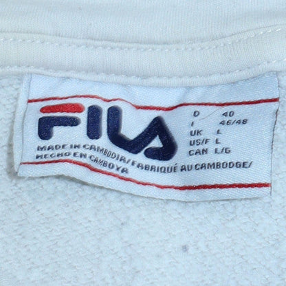 Womens UK Size L FILA White Pullover Hoodie