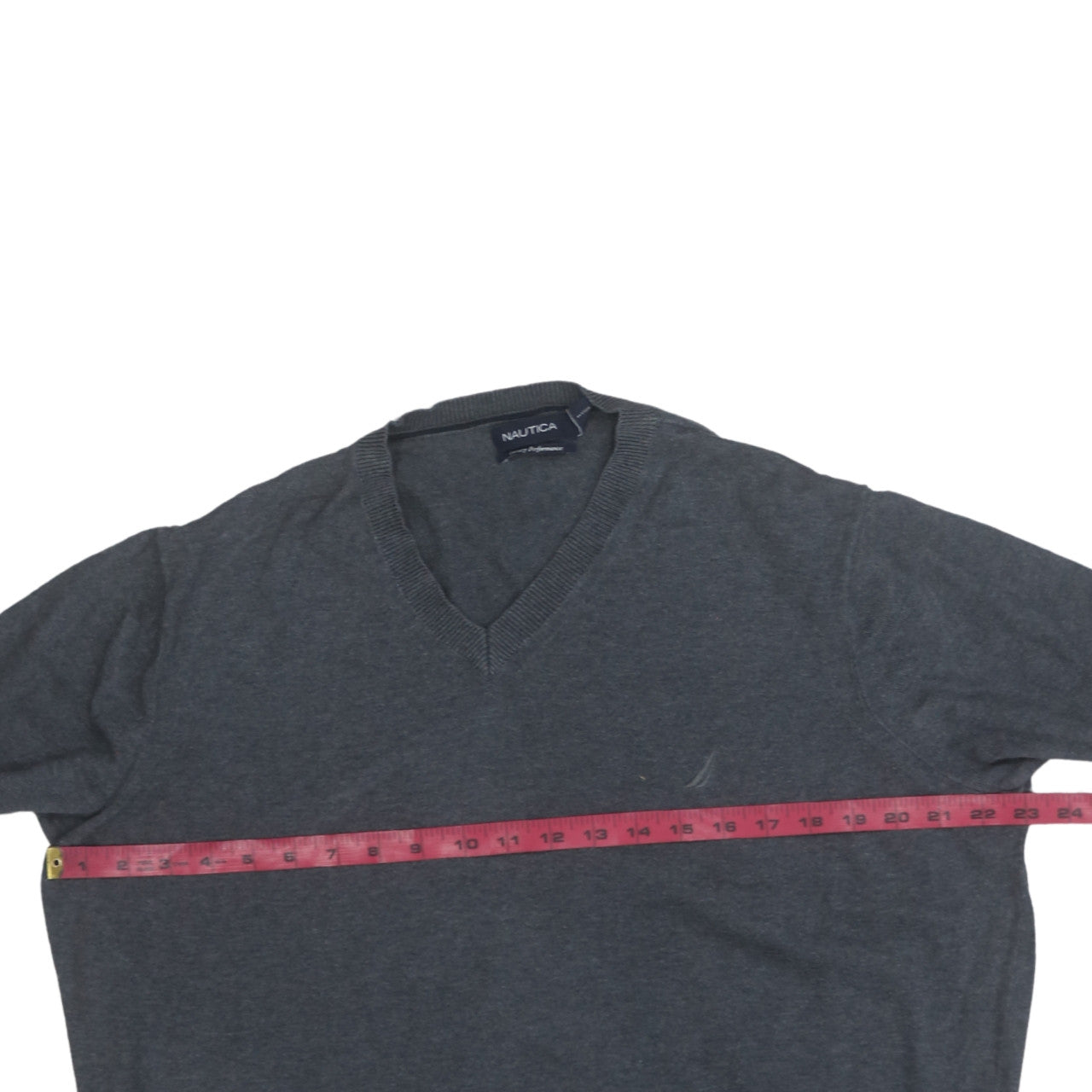 Nautica Men's Grey V-Neck Cotton Modal Pullover Jumper Size L