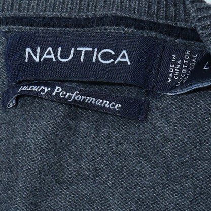 Nautica Men's Grey V-Neck Cotton Modal Pullover Jumper Size L