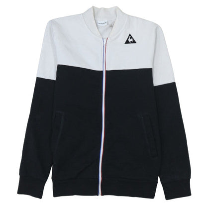 Le Coq Sportif Men's Black & White Small Track Jacket - Cotton Blend Zip-Up