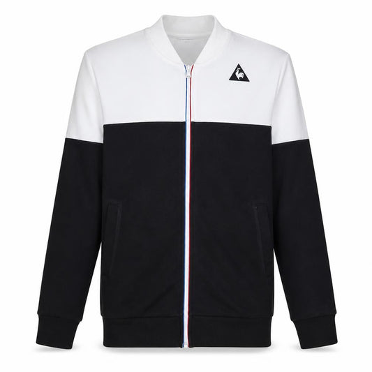 Le Coq Sportif Men's Black & White Small Track Jacket - Cotton Blend Zip-Up