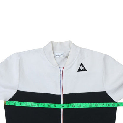 Le Coq Sportif Men's Black & White Small Track Jacket - Cotton Blend Zip-Up