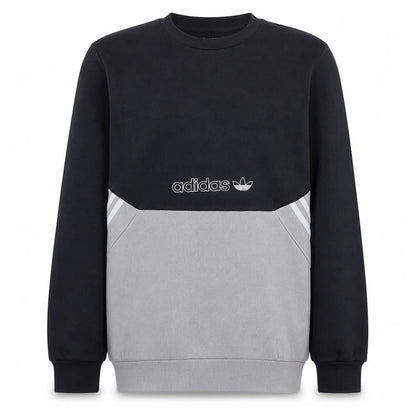 Adidas Boys Black Grey Crew Neck Pullover Sweatshirt XL 15-16 Years