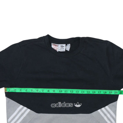 Adidas Boys Black Grey Crew Neck Pullover Sweatshirt XL 15-16 Years
