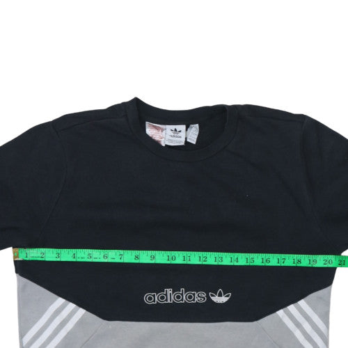 Adidas Boys Black Grey Crew Neck Pullover Sweatshirt XL 15-16 Years