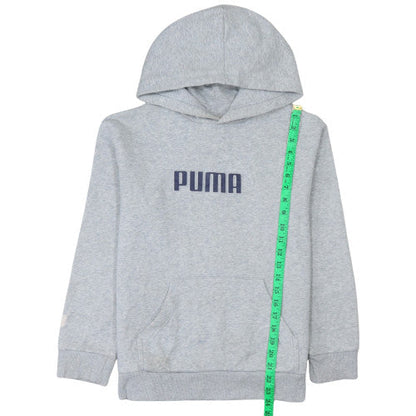 Puma Boys Grey Pullover Hoodie Size 14-16 Years Logo Fleece Sweatshirt