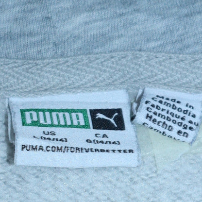 Puma Boys Grey Pullover Hoodie Size 14-16 Years Logo Fleece Sweatshirt