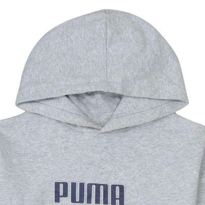 Puma Boys Grey Pullover Hoodie Size 14-16 Years Logo Fleece Sweatshirt