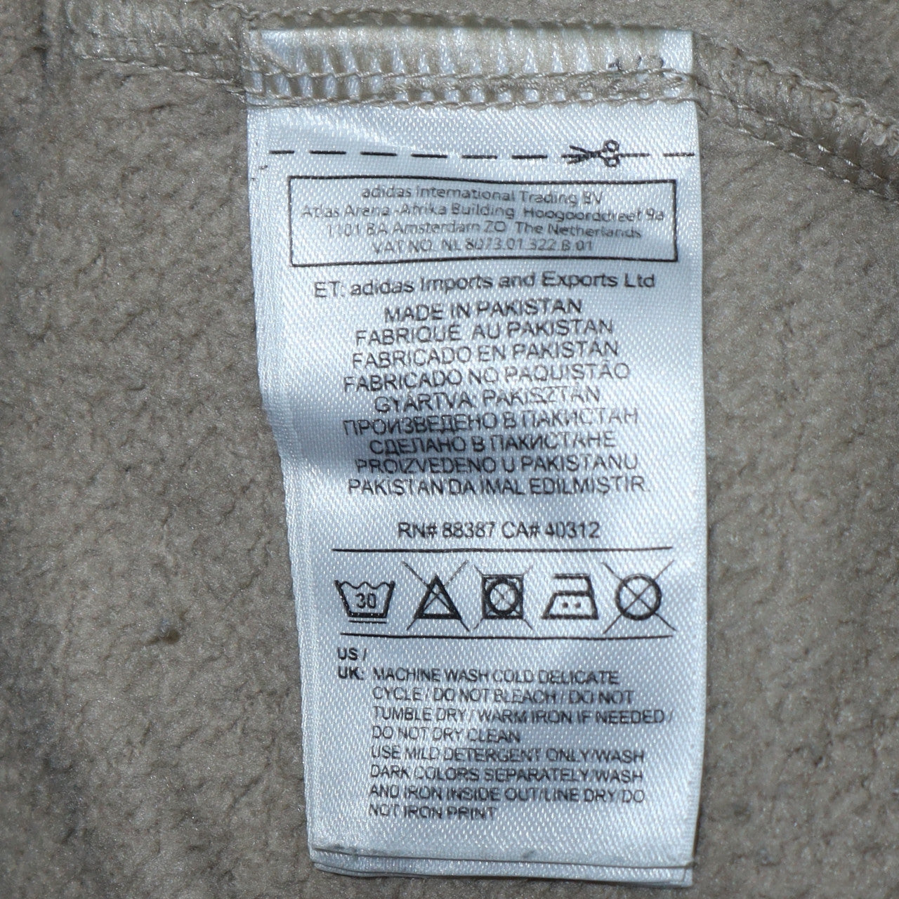 Mens UK Size M adidas Beige Pullover Hoodie