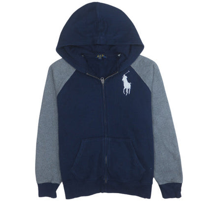 Ralph Lauren Boys Blue Full Zip Hoodie 14-16 Years Colourblock Fleece