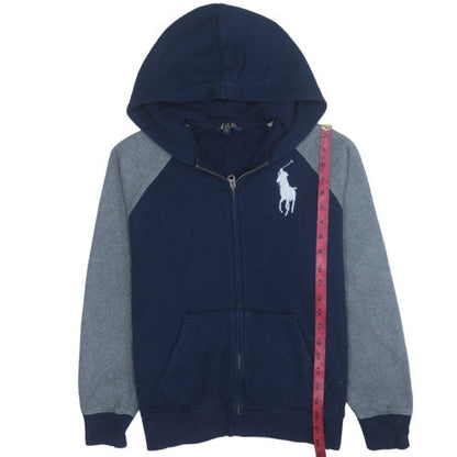 Ralph Lauren Boys Blue Full Zip Hoodie 14-16 Years Colourblock Fleece