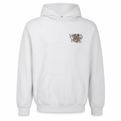 boohooMAN Men's White Pullover Hoodie Small Graphic Bear Print