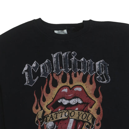 Womens UK Size L Pull & Bear Black Pullover Sweatshirt