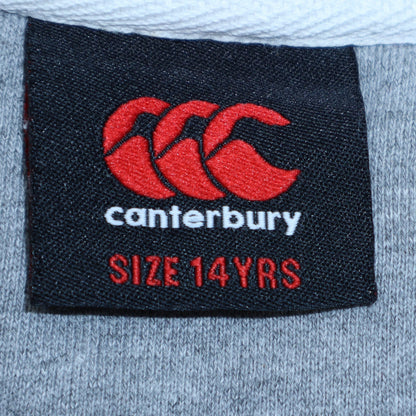 Canterbury Boys Grey Hoodie 14 Years Pullover Fleece Logo Sweatshirt