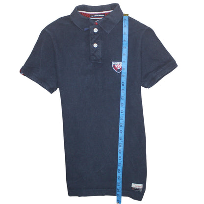 Superdry Men's Blue Slim Fit Polo Shirt Size S Cotton Embroidered