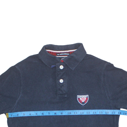Superdry Men's Blue Slim Fit Polo Shirt Size S Cotton Embroidered