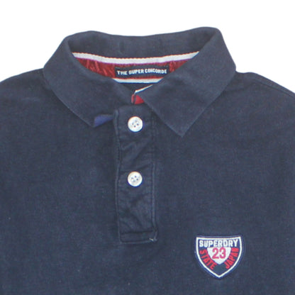 Superdry Men's Blue Slim Fit Polo Shirt Size S Cotton Embroidered