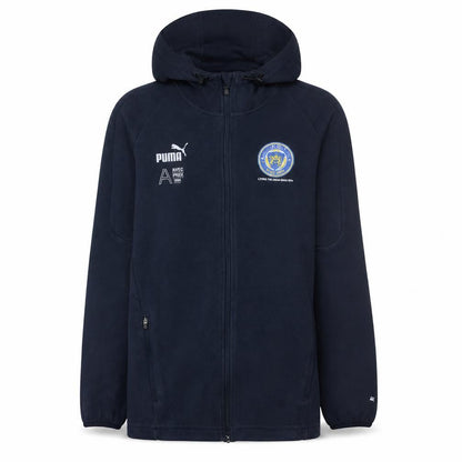 Front view of Puma Men's Blue Full Zip Hoodie Fleece Sports Jacket, size M