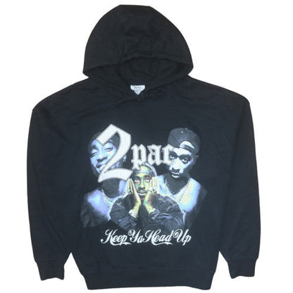 Womens UK Size M 2Pac Black Pullover Hoodie