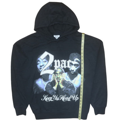 Womens UK Size M 2Pac Black Pullover Hoodie