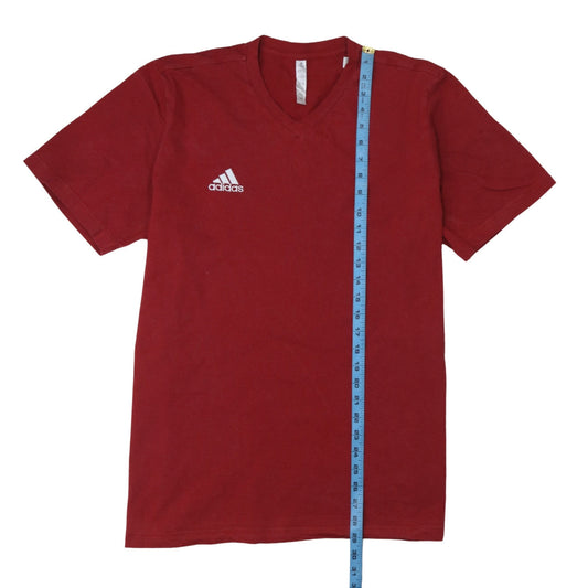 Adidas Men's Red V-Neck Short Sleeve Cotton T-Shirt XL