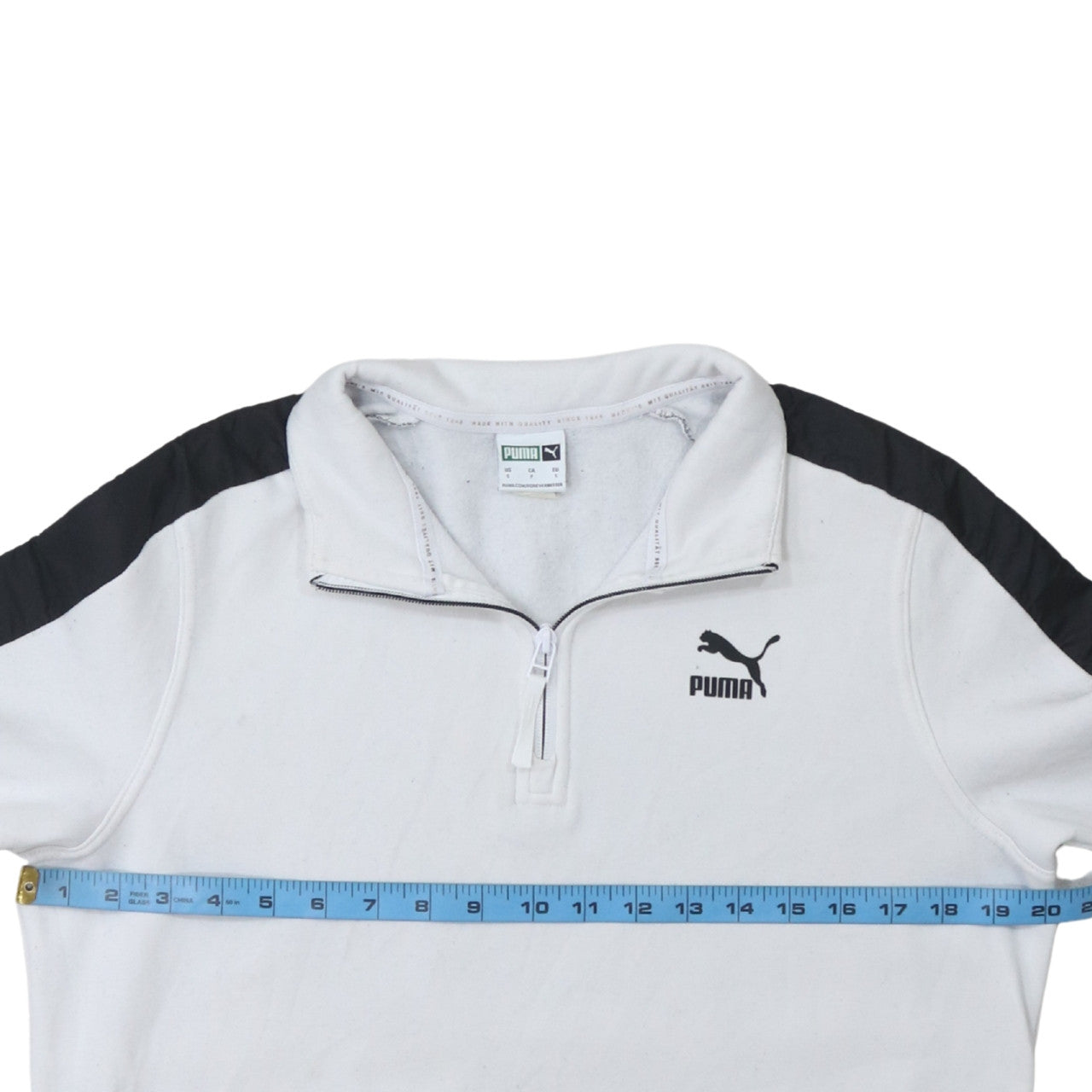 Mens UK Size S PUMA White 1/4 Zip Sweatshirt