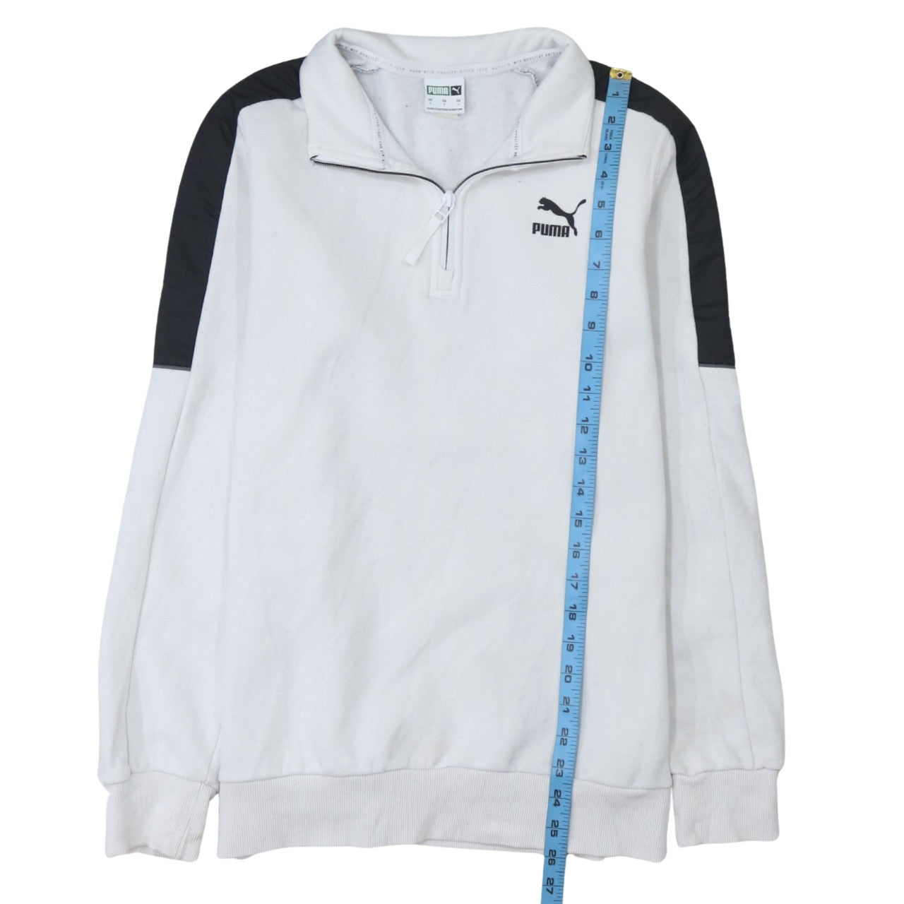 Mens UK Size S PUMA White 1/4 Zip Sweatshirt