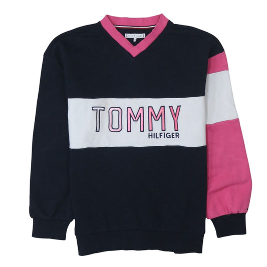 Tommy Hilfiger Girls Multicoloured V-Neck Pullover Sweatshirt 11-12 Years