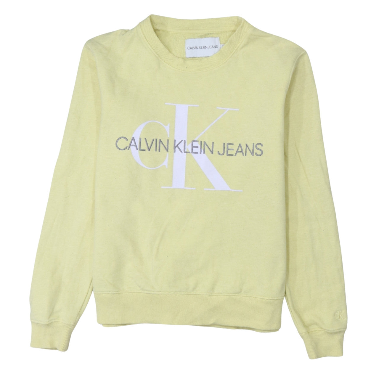 Womens UK Size S Calvin Klein Jeans Yellow Pullover Sweatshirt