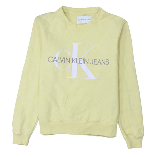 Womens UK Size S Calvin Klein Jeans Yellow Pullover Sweatshirt