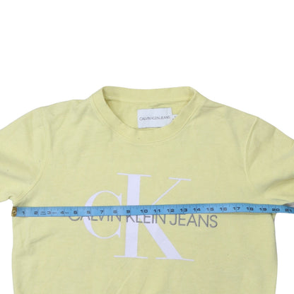 Womens UK Size S Calvin Klein Jeans Yellow Pullover Sweatshirt