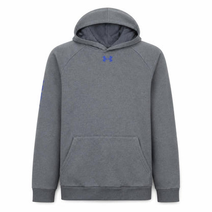 Front view of Under Armour boys’ grey pullover hoodie yxl 158 fleece hooded sweatshirt