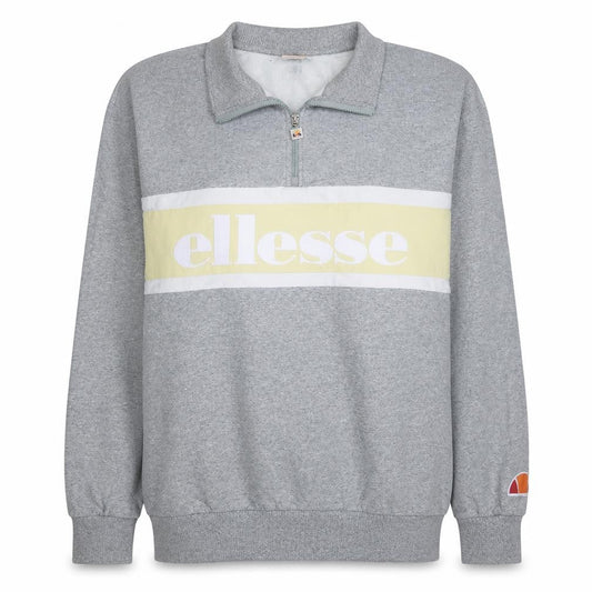 Front view of Ellesse women’s grey 1/4 zip logo sweatshirt uk 16 hoodie style