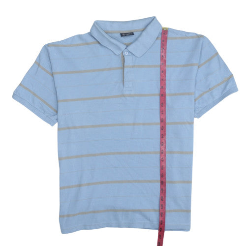 Champion Men's Blue Striped Polo Shirt Size XL Cotton Casual