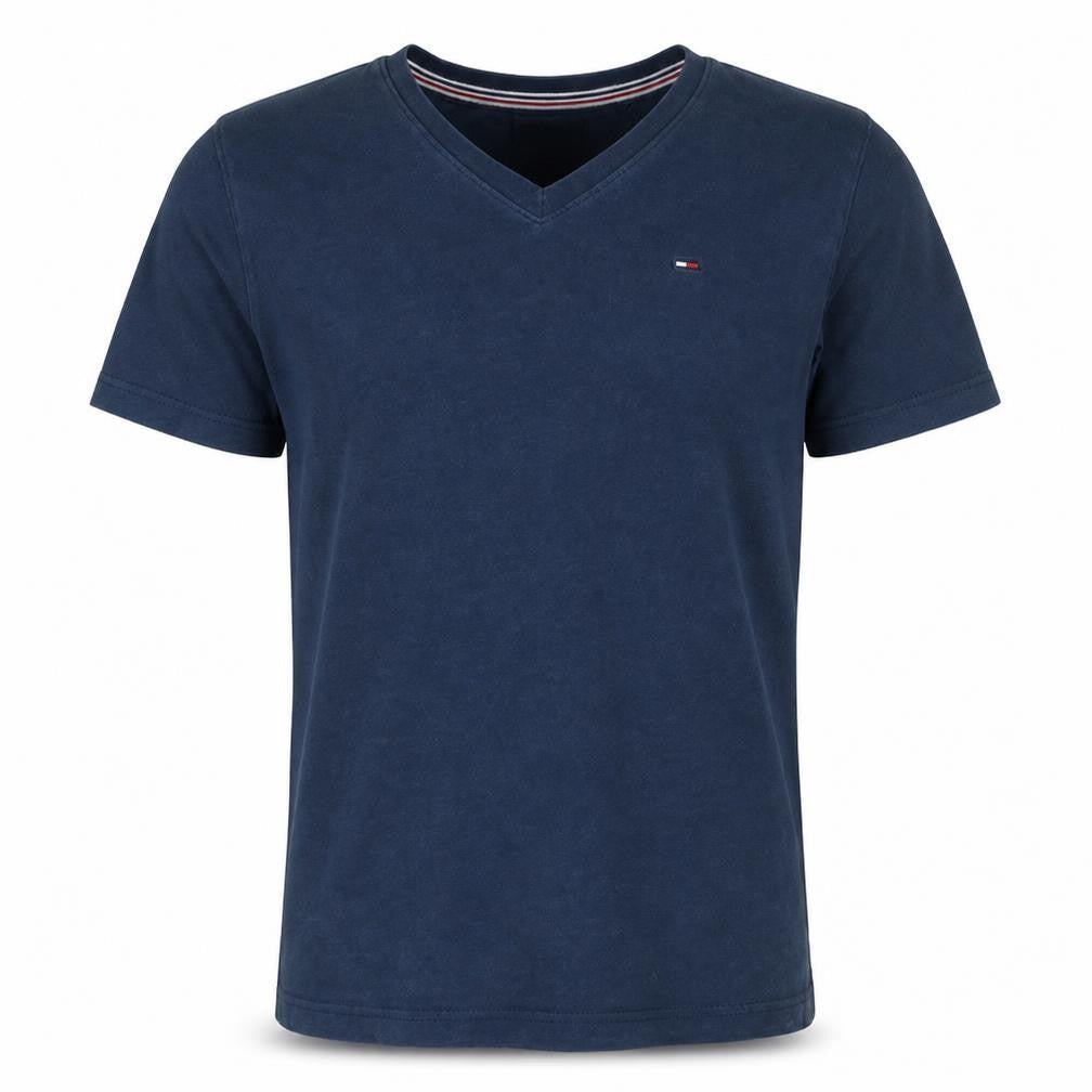 Tommy Jeans Men's Blue V-Neck Short Sleeve Cotton T-Shirt M