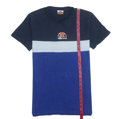 Ellesse Men's Navy Blue Colourblock Crew Neck T-Shirt XS
