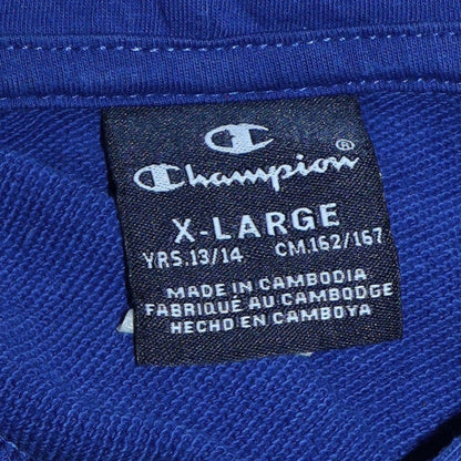 Champion Boys Blue Pullover Hoodie 13-14 Years Fleece Logo Sweatshirt