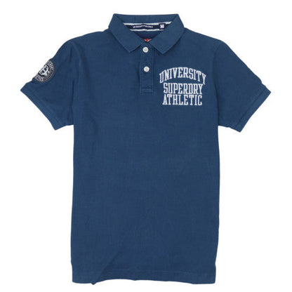 Superdry Men's Blue Classic Pique Polo Shirt Size M Embroidered