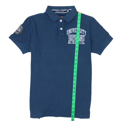 Superdry Men's Blue Classic Pique Polo Shirt Size M Embroidered