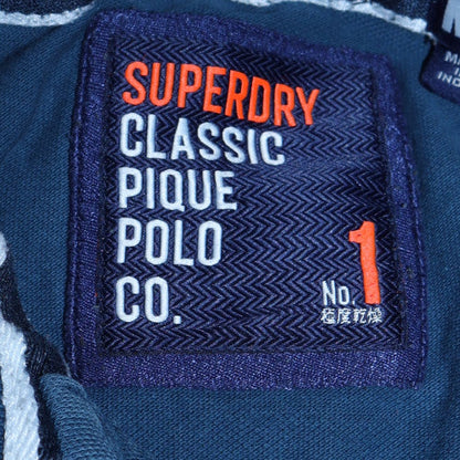 Superdry Men's Blue Classic Pique Polo Shirt Size M Embroidered