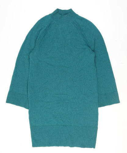Jaeger Women’s Green Wool Cashmere Mock Neck Jumper Size S