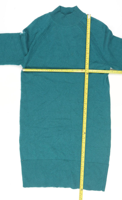 Jaeger Women’s Green Wool Cashmere Mock Neck Jumper Size S
