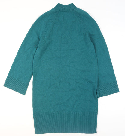 Jaeger Women’s Green Wool Cashmere Mock Neck Jumper Size S