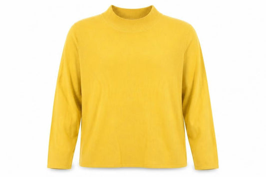 Bonmarché Women Yellow Acrylic Mock Neck Pullover Jumper Size 24/26