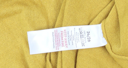 Bonmarche Women Yellow Acrylic Mock Neck Pullover Jumper Size 24/26